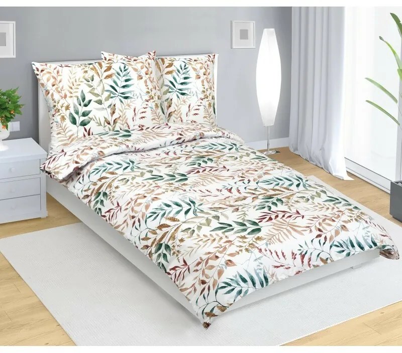 Bellatex Bavlnené obliečky Vetvička béžová, 140 x 220 cm, 70 x 90 cm, 140 x 220 cm, 70 x 90 cm