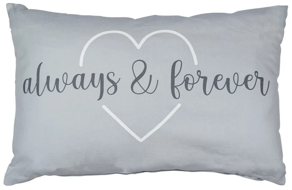 Šedý obdĺžnikový bavlnený vankúš Always and Forever - 40 * 12 * 60cm