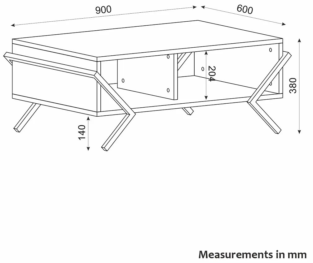 Dizajnový konferenčný stolík Halina 90 cm vzor orech