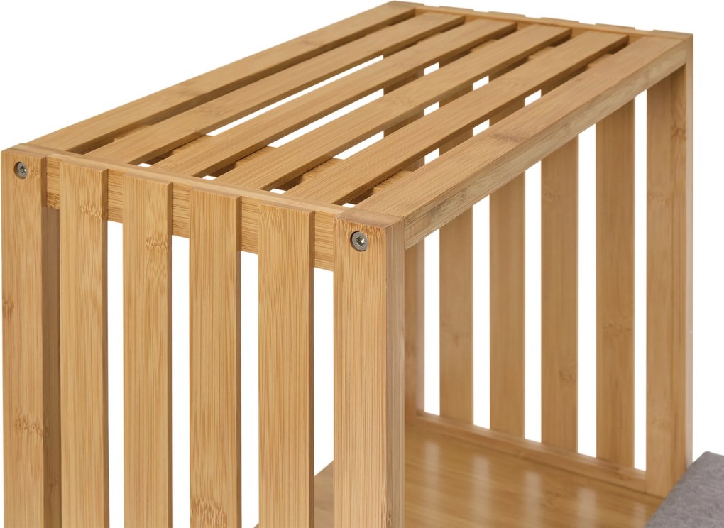 Lavica s priehradkou na topánky a policou v lamelovom vzhľade