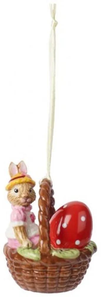 Bunny Tales veľkonočné závesná dekorácia, zajačica Anna v košíčku, Villeroy & Boch