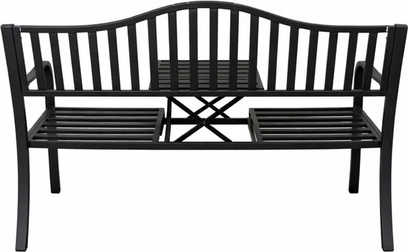 Lean Záhradná kovová lavička – 150cm, čierna