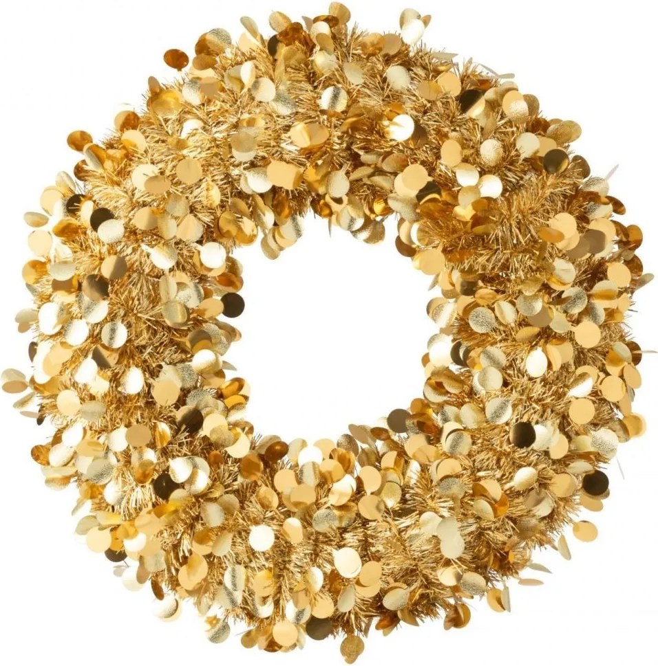 Zlatý lesklý vianočný veniec Sparkling L – 60*60*6 cm