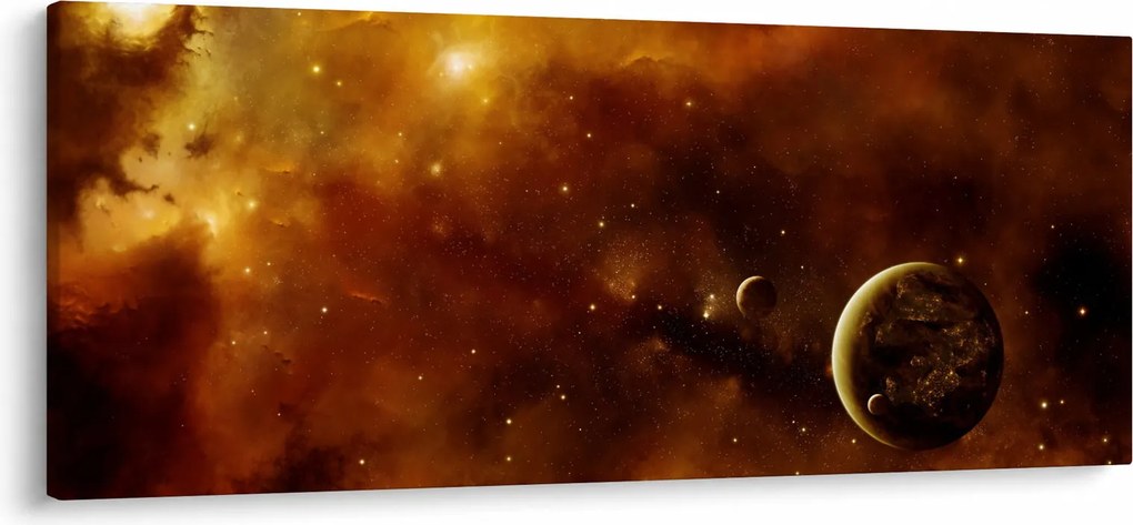Obraz - Planéty s hmlovinou (120x50 cm)
