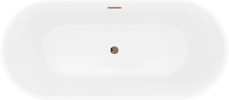 Mexen Yara, voľne stojaca ryhovaná vaňa 170 x 75 cm, biela-čierna, ružové zlato prepad, 52861707575-60