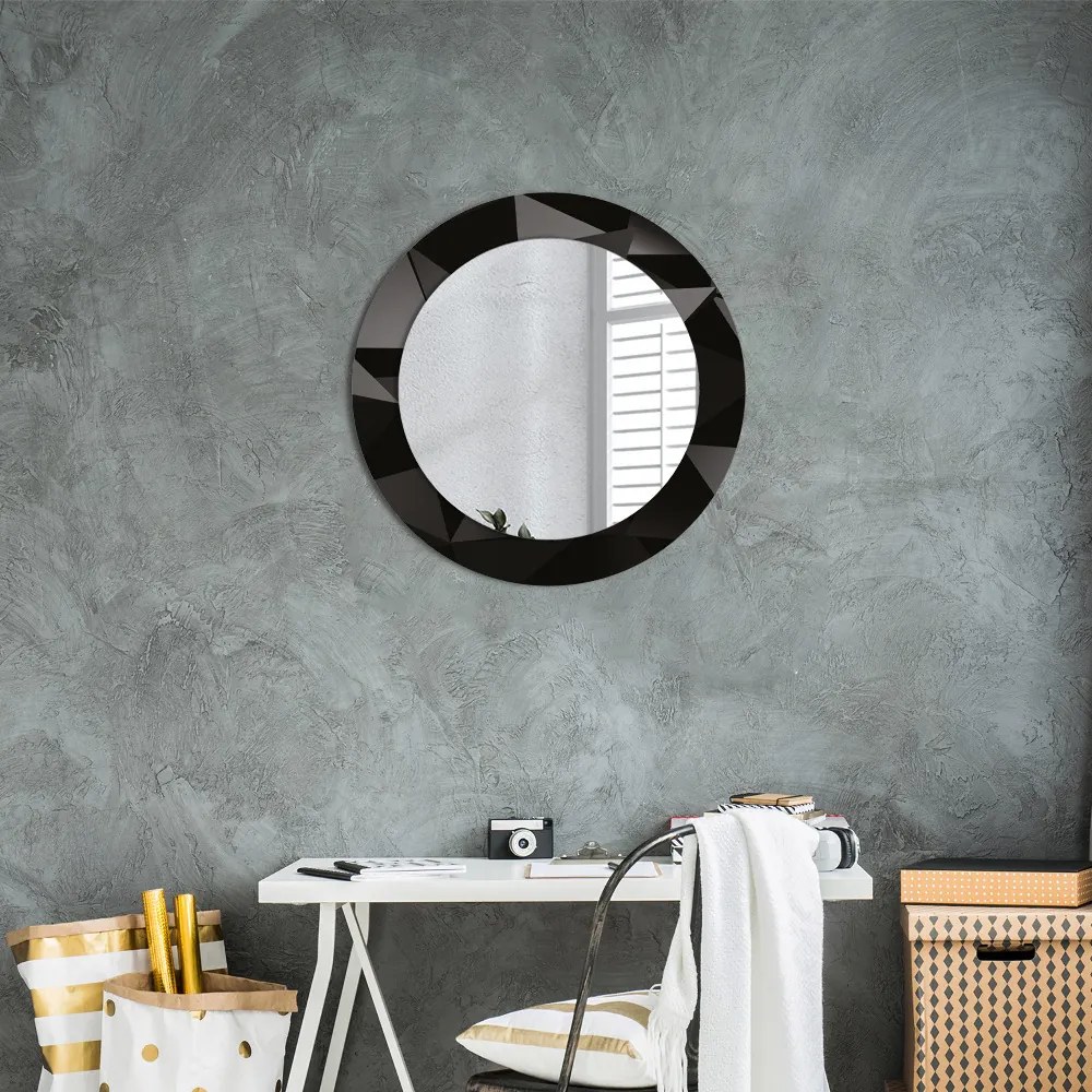 Okrúhle dekoračné zrkadlo s motívom Abstraktný čierny fi 60 cm
