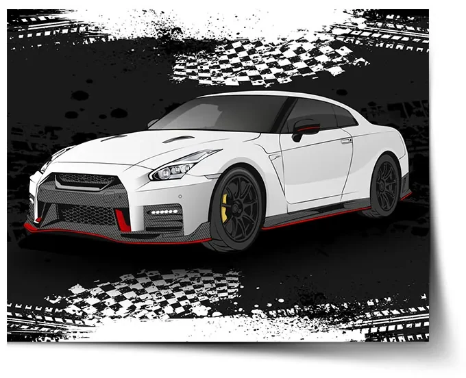 Sablio Plagát Nissan GTR 35 Čierny - 90x60 cm