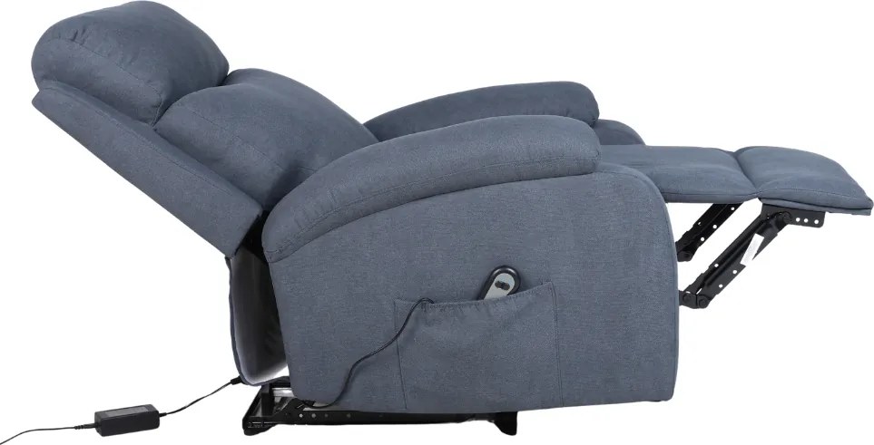 TV kreslo NIDO s elektrickým polohovaním — látka, sivá, nosnosť 130 kg