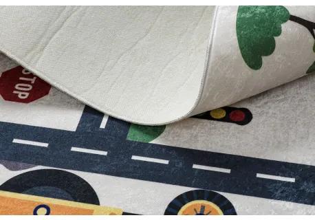 BAMBINO 2223 umývací koberec Ulicích, autá pre deti protišmykový - krém Veľkosť: 120x170 cm