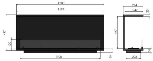 InFire - Vstavaný BIO krb 120x50 cm 3kW čierna