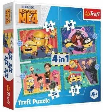 Puzzle 4v1 Ja, zloduch 4/Mimoni 28,5x20,5cm v krabici 28x28x6cm