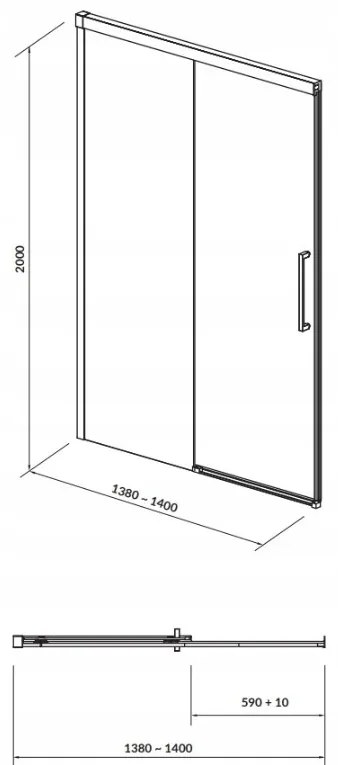 Cersanit Crea, posuvné dvere do otvoru 140x200 cm, 8mm číre sklo, chrómový profil, S159-008