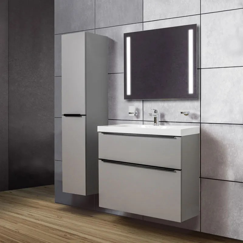 Mereo, Mereo Mailo, kúpeľňová skrinka vysoká 170 cm, čierne madlo, Multidecor, Orech Pacifik prírodný, MER-CN594LPBOPP2