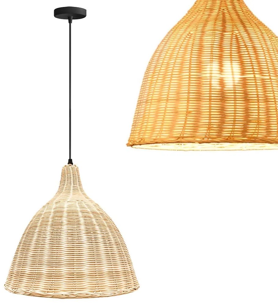 Toolight Natural, stropné závesné svietidlo 1xE27 APP1647-1CP, prírodná hnedá, OSW-05115