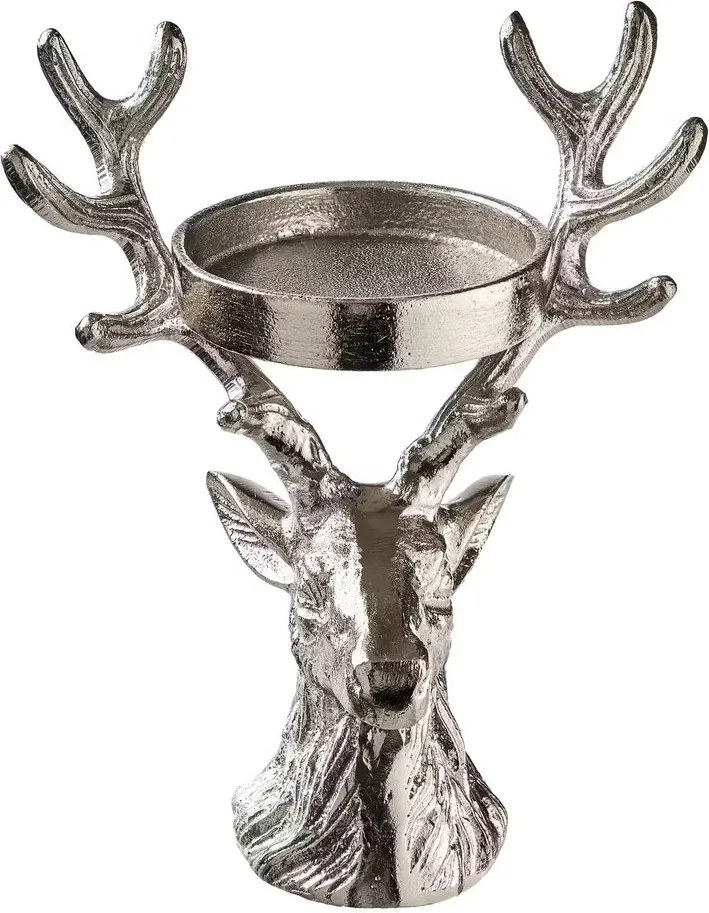 OH MY DEER Svietnik na stĺpovú sviečku - strieborná