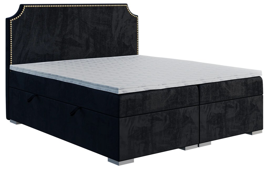 Manželská posteľ Boxspring 140 cm Lupin (čierna) (s matracom a úl. priestorom). Akcia -20%. Vlastná spoľahlivá doprava až k Vám domov. 1043410