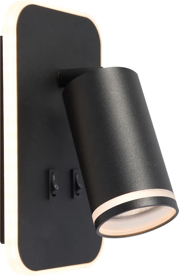 Nástenné svietidlo Pipe Ring, 1x čierne kovové tienidlo + 1x LED 6w, b, vypínač