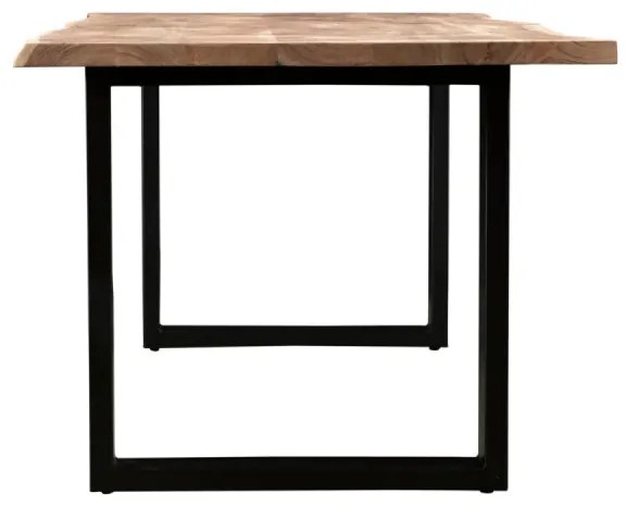 furniture-nabytek.cz - Masívna jedálenská súprava Bullwer so 4 stoličkami Clinton, akácia / kov / umelá koža, lakovaná, hnedá / čierna