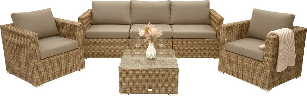 DEOKORK Ratanová variabilná zostava MALIBU pre 5 osôb (béžovo-hnedá)