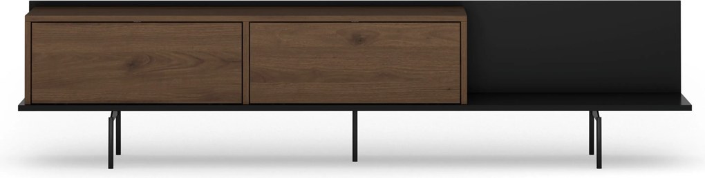 TV skrinka Zenar 200 cm na kovových nohách - orech elegant / čierna