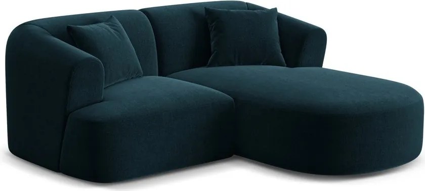 Zamatová rohová pohovka v petrolejovej farbe (pravý roh/s leňoškou) Campi – Cosmopolitan Design