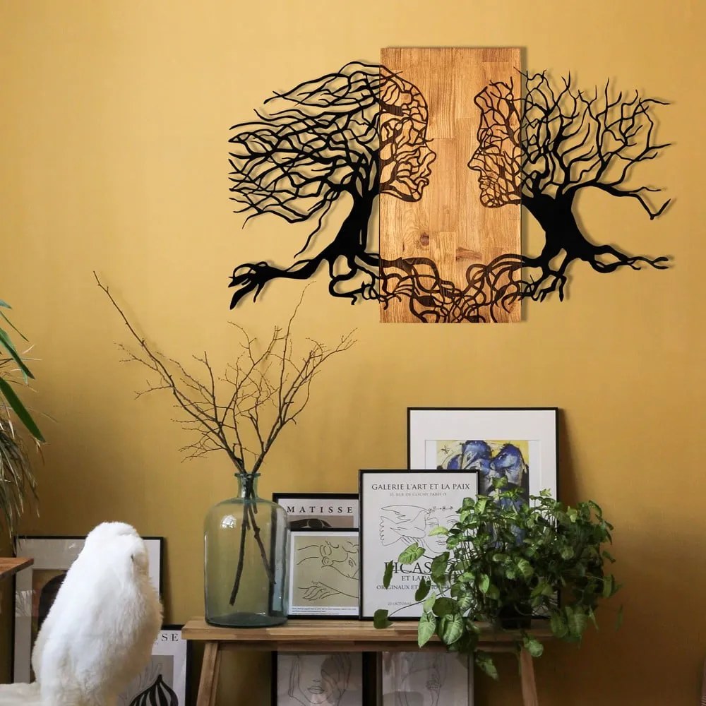 Dreveno-kovová nástenná dekorácia 92x58 cm Tutku - Wallity