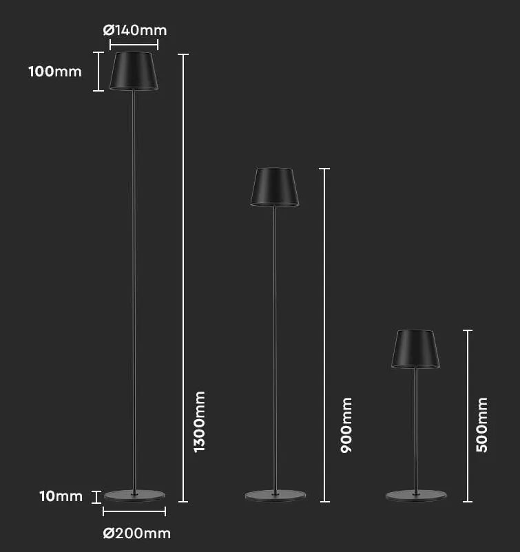 LED Solution Čierna LED stojacia nabíjacia lampa 500-1300mm 4W IP54 7009