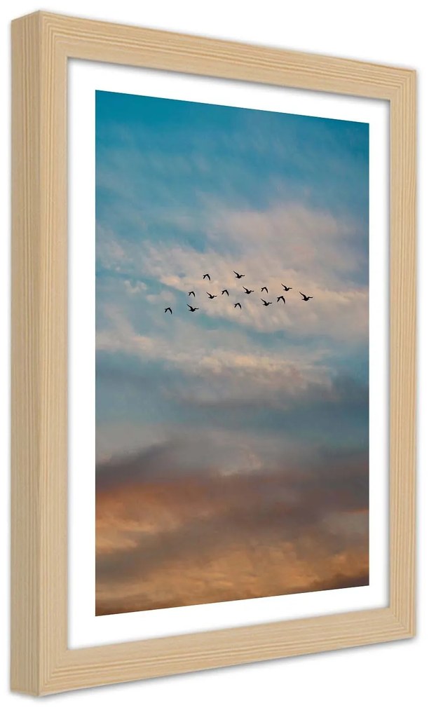 Gario Plagát Lietajúce vtáky na pozadí oblakov Farba rámu: Bez rámu, Rozmery: 40 x 60 cm