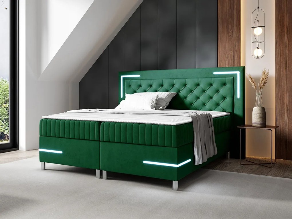 Kontinentálna posteľ Suhak 5 LED, Rozmer postele: 200x200, Dostupné poťahy: Fresh 13