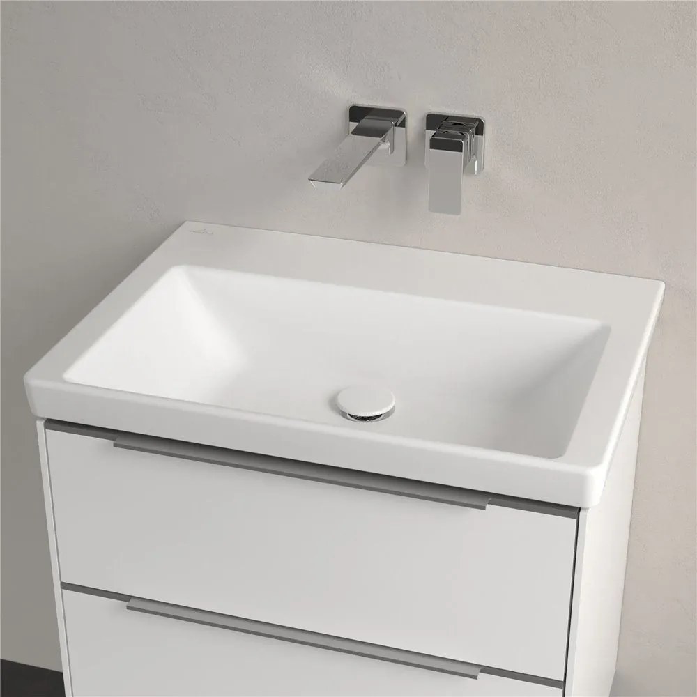 VILLEROY & BOCH Subway 3.0 umývadlo na skrinku bez otvoru, bez prepadu, 650 x 470 mm, Stone White, s povrchom CeramicPlus, 4A7068RW