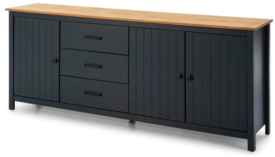 Tmavomodrá komoda z borovicového dreva 190x80 cm Miranda – Marckeric