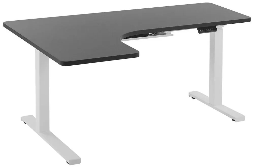 Elektricky nastaviteľný stôl ľavostranný 160 x 110 cm biely/čierny DESTIN II Beliani