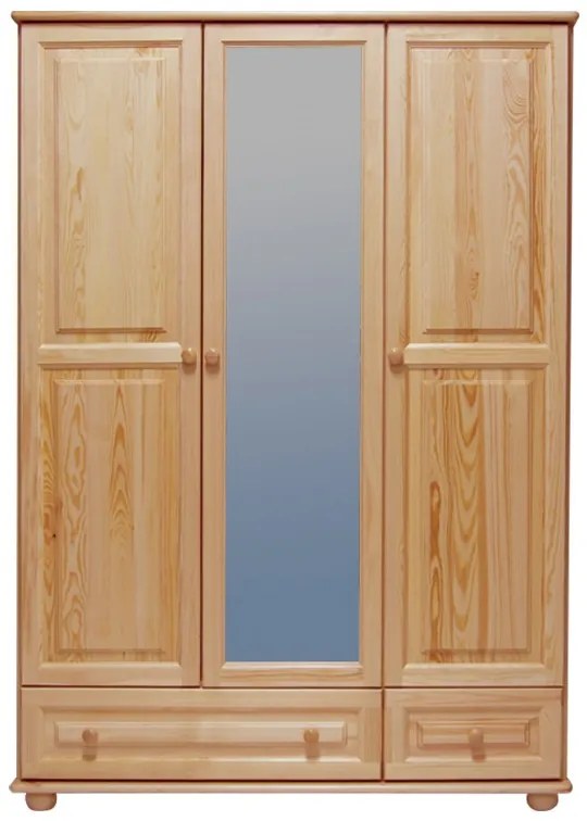 Skriňa trojdverová so zrkadlom - SK03: Biela 133cm