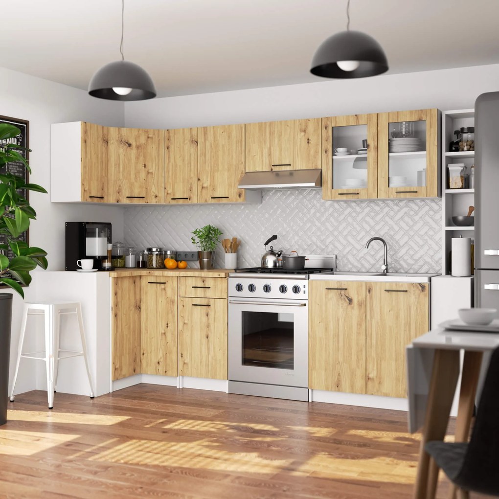 Závesná kuchynská skrinka OLIVIE W 80x58 cm matná biela/dub remeselný