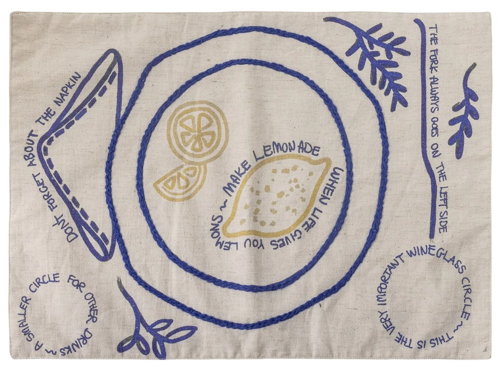 Bloomingville Prestieranie s prímesou ľanu Limone 33x48 cm