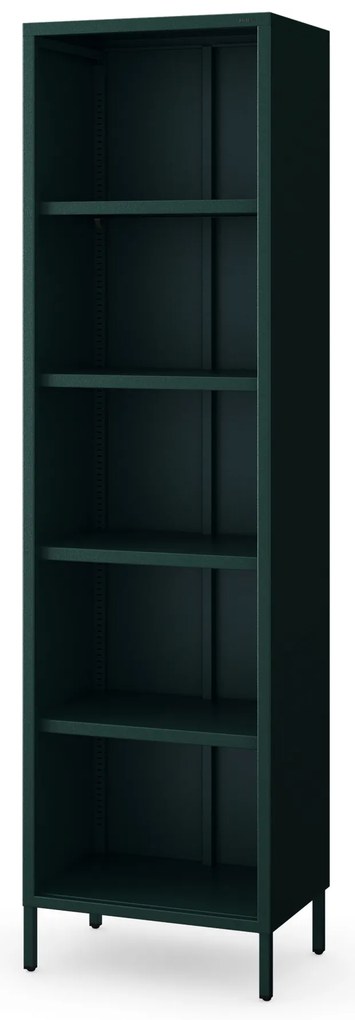 Regál plytký otvorený na knihy na nožičkách fľaškovo zelená, 500x1800x350 mm: MARIO Modern