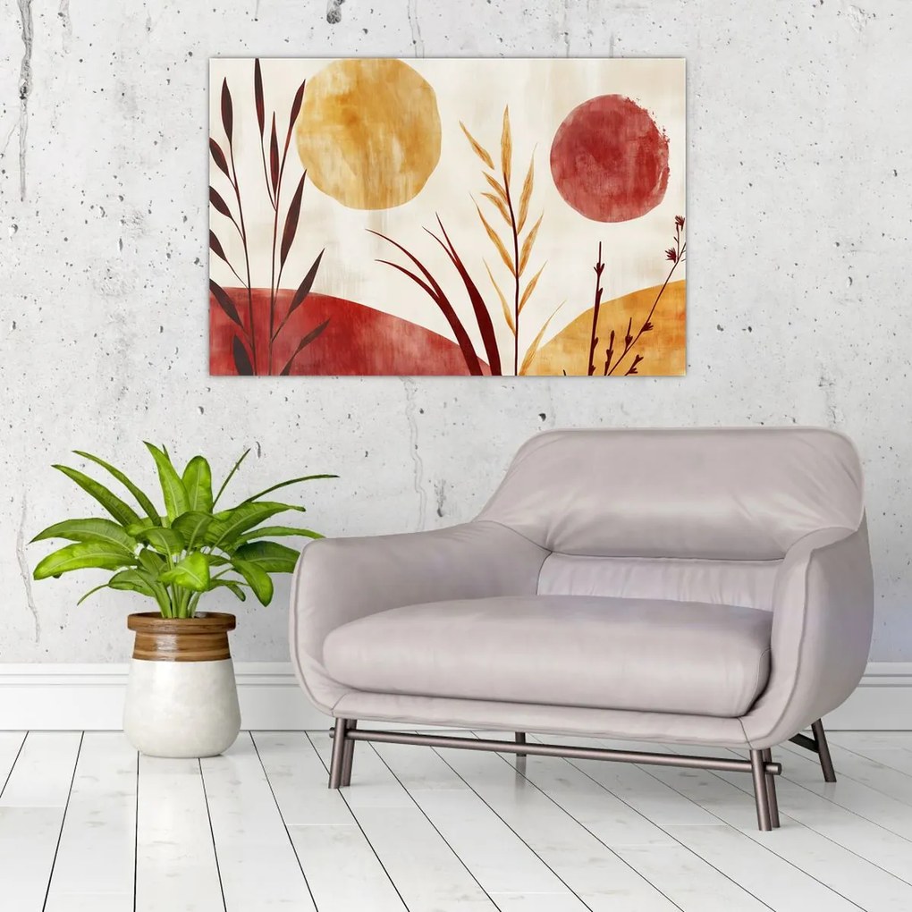 Obraz - Rastliny a kruhy (90x60 cm)