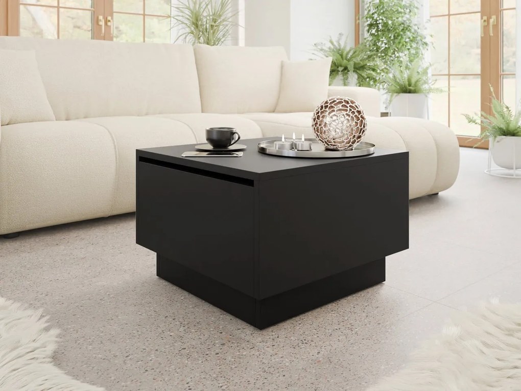 Konferenčný stolík s úložným priestorom Naeska 60 x 60, Farby: biely mramor