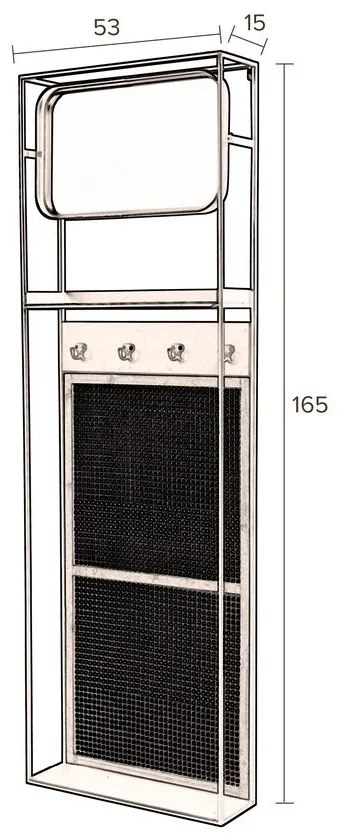 Nástenné zrkadlo s poličkou a vešiakom 53x165 cm Langres – Dutchbone