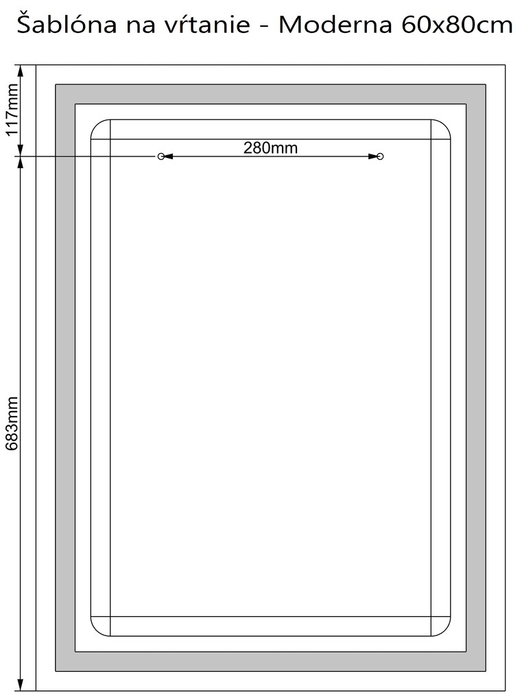 LED zrkadlo Moderna 60x80cm studená biela - dotykový spínač