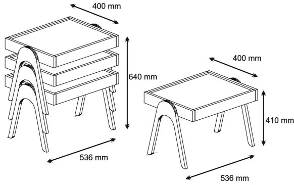 SADA 3x Odkladací stolík ROMA biela/hnedá