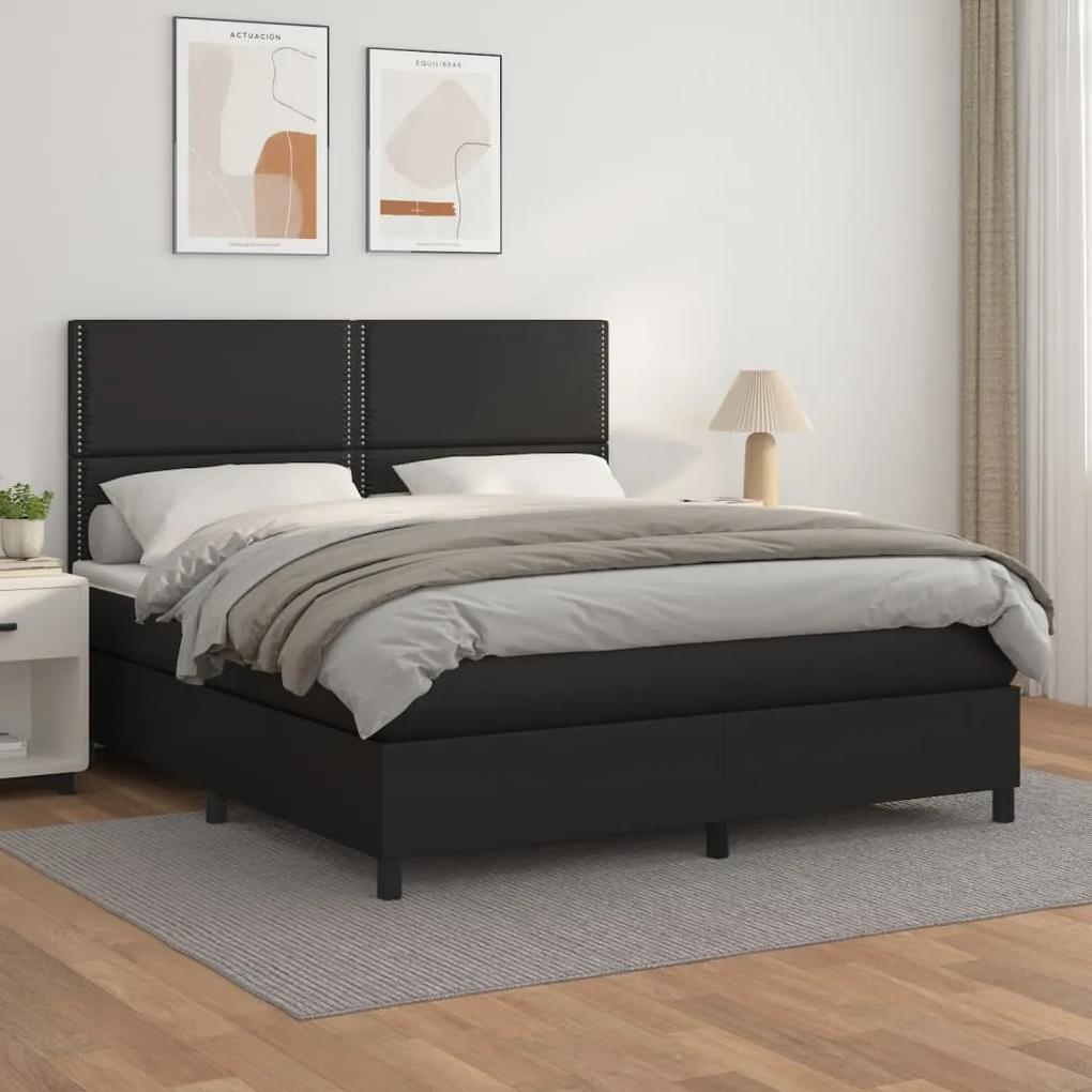 Boxspring posteľ s matracom čierna 160x200 cm umelá koža 3142791