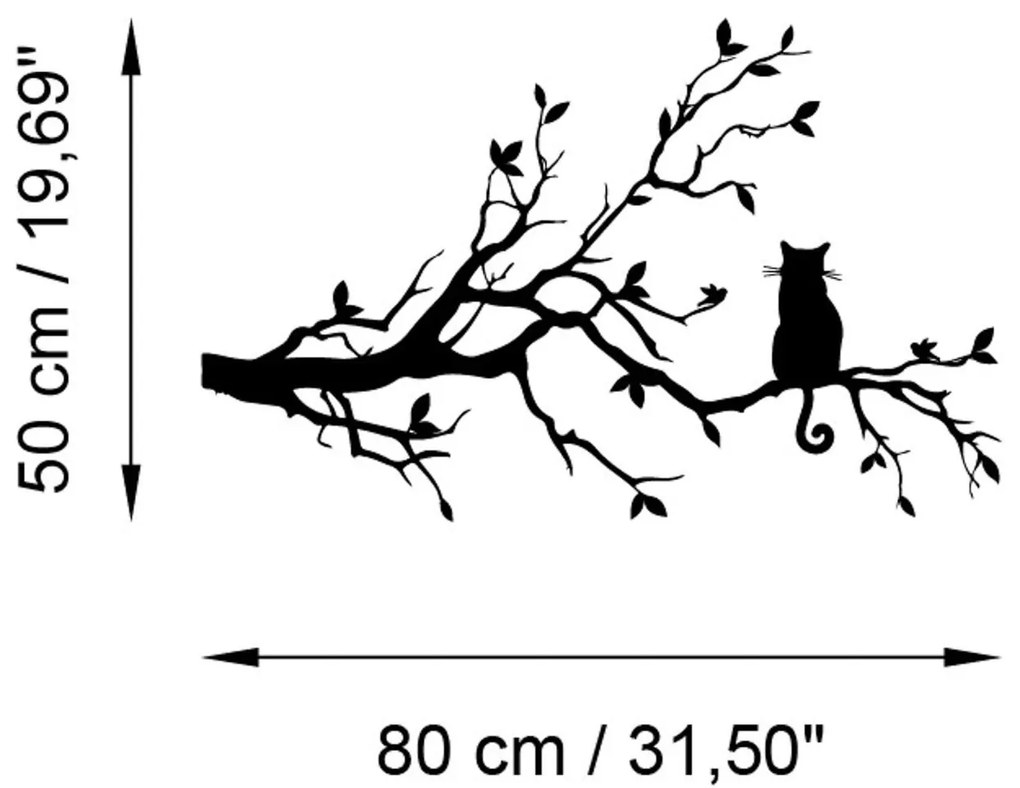 Nástenná kovová dekorácia Mačka 12 čierna