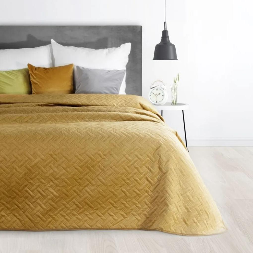 DomTextilu Moderný dekoračný prehoz na posteľ žltej farby Šírka: 220 cm | Dĺžka: 240 cm 28410-154290