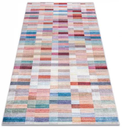 ANDRE 2295 umývací koberec Pruhy protišmykový - ružová / modrý Veľkosť: 80x150 cm