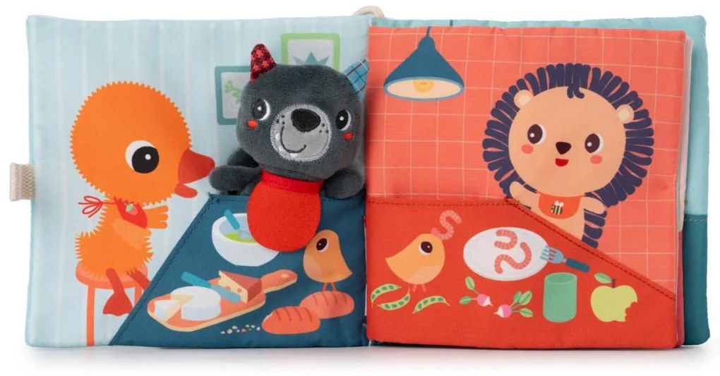 Lilliputiens - textilná knižka s prstovou bábkou - vlk Ľudovít sa učí jesť