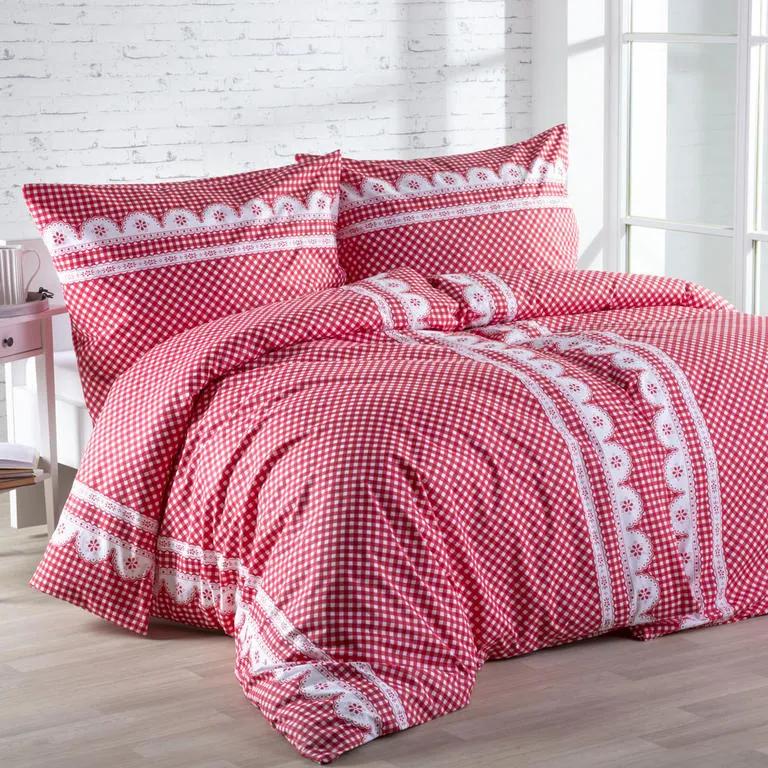 Bavlnené posteľné obliečky MATYLDA červená predĺžená dĺžka