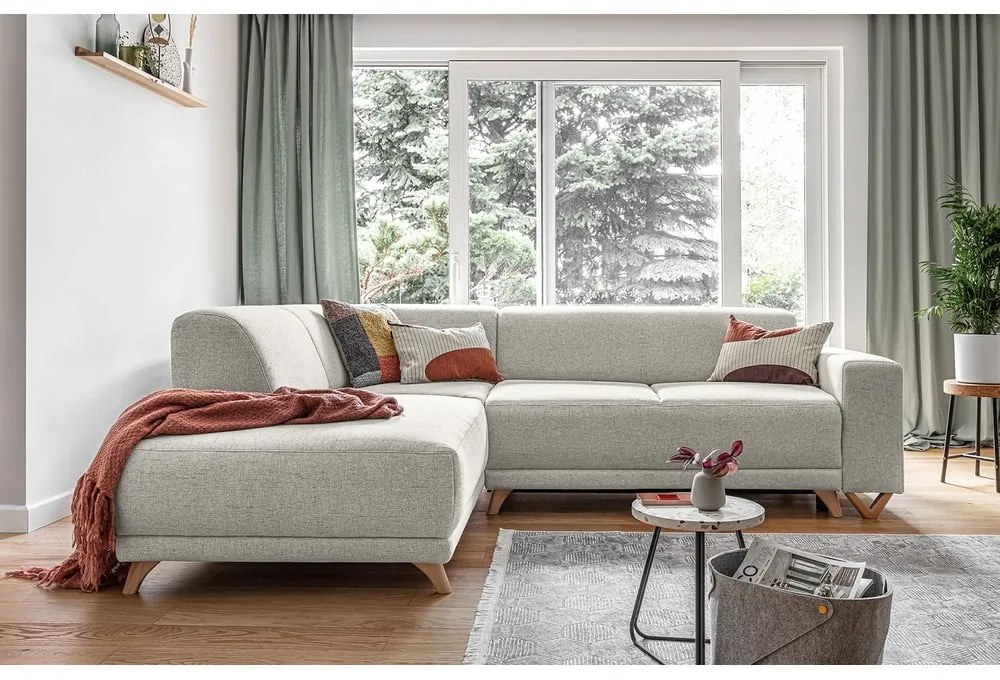 Béžová rozkladacia/s úložným priestorom rohová pohovka (ľavý roh/do L) Classy Sophie – Miuform