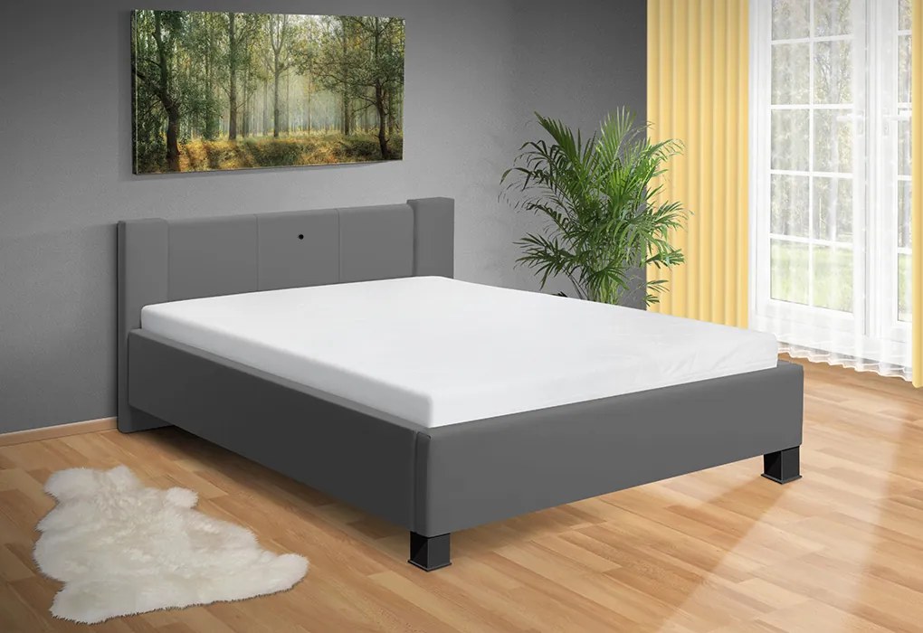 Nabytekmorava Moderná posteľ Luna 140x200 cm matrac: Matraca 17 cm sendvičová, farebné čalúnenie: eko koža hnedá, úložný priestor: s úložným priestorom