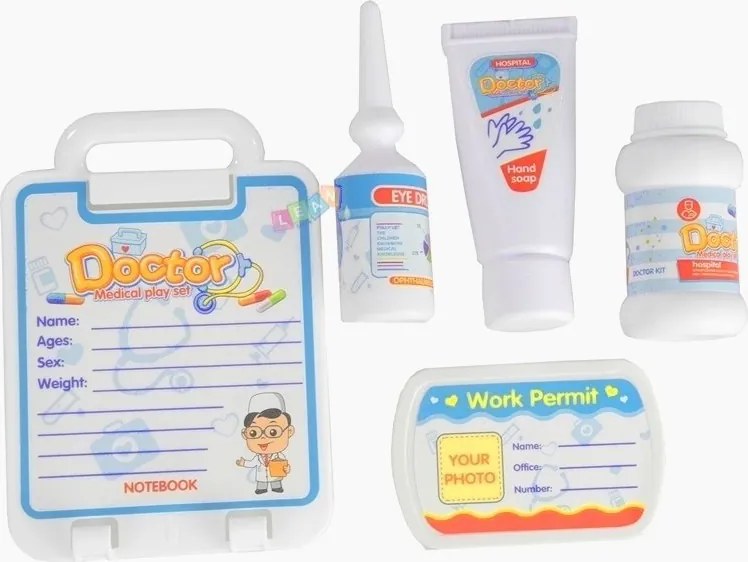 LEAN Toys Detský lekársky vozík s príslušenstvom 22 prvkov